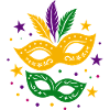 Karneval Masken mit Sternen & bunten Federn