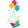 Carnival Fool's Cap with Balloons & Confetti