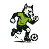 Grüner Wolf Fußballdribbler