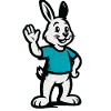 Winkernder Hase im Blau