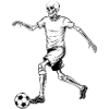 Skeleton Footballer Line Art