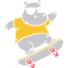 Vecteur de skateboard hippopotame cool