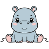 Cute Baby Hippopotamus Sitting Kawaii