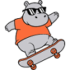 Vecteur de skateboard hippopotame cool