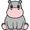 Cute Baby Hippopotamus Sitting Kawaii