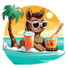 Lama am Strand im Sonnenlicht