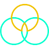Cerchio di Venn Tricolore Astratto