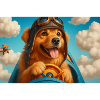 Pilot dog in retro cockpit