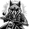 Wolf auf Motorrad Lederjacke Grafik