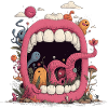 Pink Mouth World with Creatures