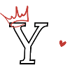 Letter y crown heart