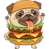 Mignon chien carlin Fast-food Cheeseburger