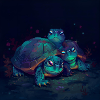 Three luminescent turtles