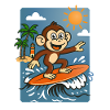 Surfing Monkey Cartoon - Summer Tropical Design