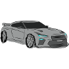 Sports Car Silhouette Neon Highlights