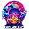 Ramen Cat Neon Cyber Gaming