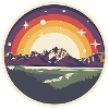 Sunset in mountain landscape