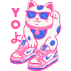 Neon Maneki Sneaker Cat