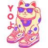 Neon Kawaii Maneki Sneaker Cat