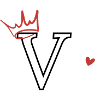 Letter V Crown Heart