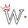 Lettre w couronne cœur