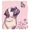 Pug with butterfly