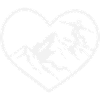Heart, mountains and snowboarders
