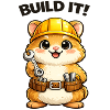 Construction trolley: construction helmet and tools