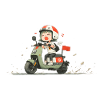 Little rider on red scooter