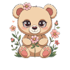 Cuddly bear with flowers