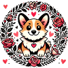 Corgi-Blumenherzkreis