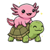 Axolotl and turtle