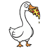 Stupid goose steals pizza