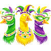 Carnival trio of masked birds