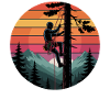 Climber in sunset forest landscape