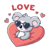 Koala-Liebe, Herz und Gläser