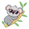 Trendy koala in red glasses