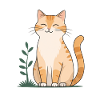 Chat Orange Joyeux en Vert