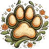 Dog paw in a flower wreath