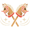 Crossing Play Horses Cartoon