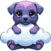 Purple paw dog on cloud