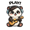 Panda Gitarrist mit Kopfhörern