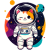 Zwinkernde Astronautenkatze im Weltall Katzenkunst