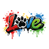 Love – Graffiti Schriftzug mit Hundepfote