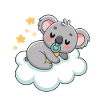 Bébé Koala rêveur sur nuage pastel