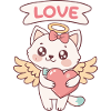 Chat Ange Cœur Kawaii