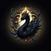 Regal Black Swan with Golden Halo