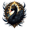 Imperial Black Swan on Golden Hoop