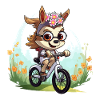 Floral wreath deer on bicycle
