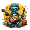 Robot guitarist in band jam